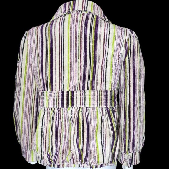 Nuvula Corduroy Cropped Artsy Striped Bubble Jacket Multicolor Women's Medium - Picture 4 of 5